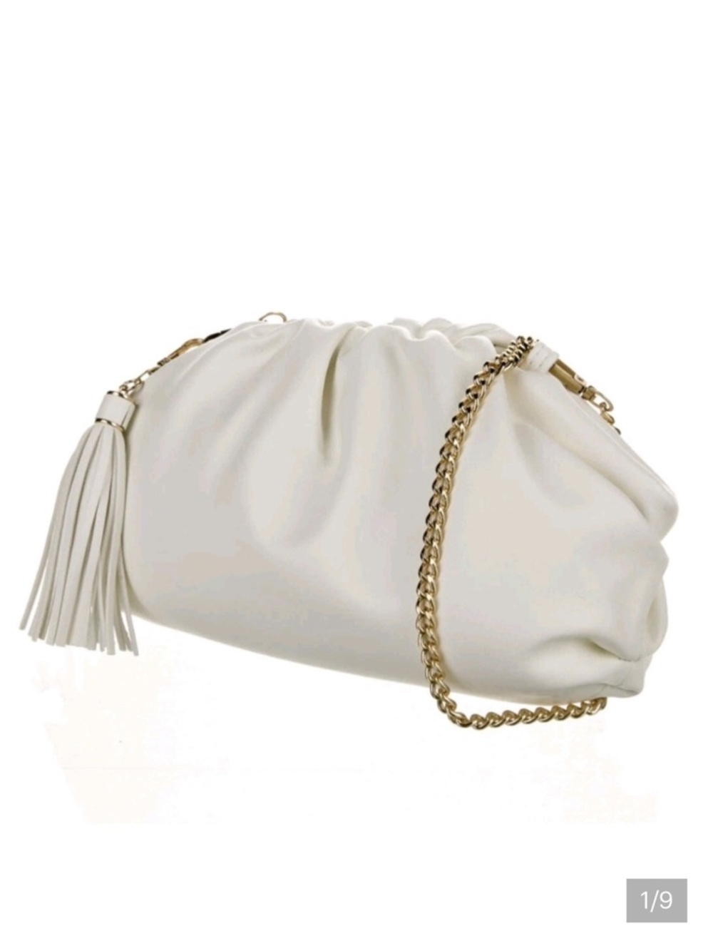 Crescent Clutch - Cream Leather Shoulder Bag